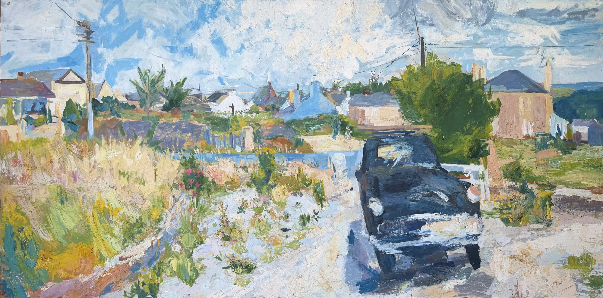 Black Van in a Village